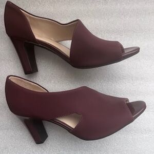 Lifestride Simply Comfort Burgundy Peep Toe Heels 9.5M